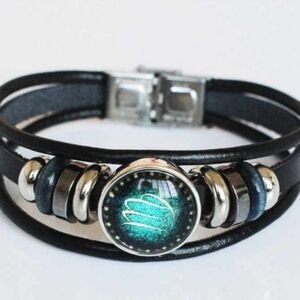 Zodiac signs leather bracelet